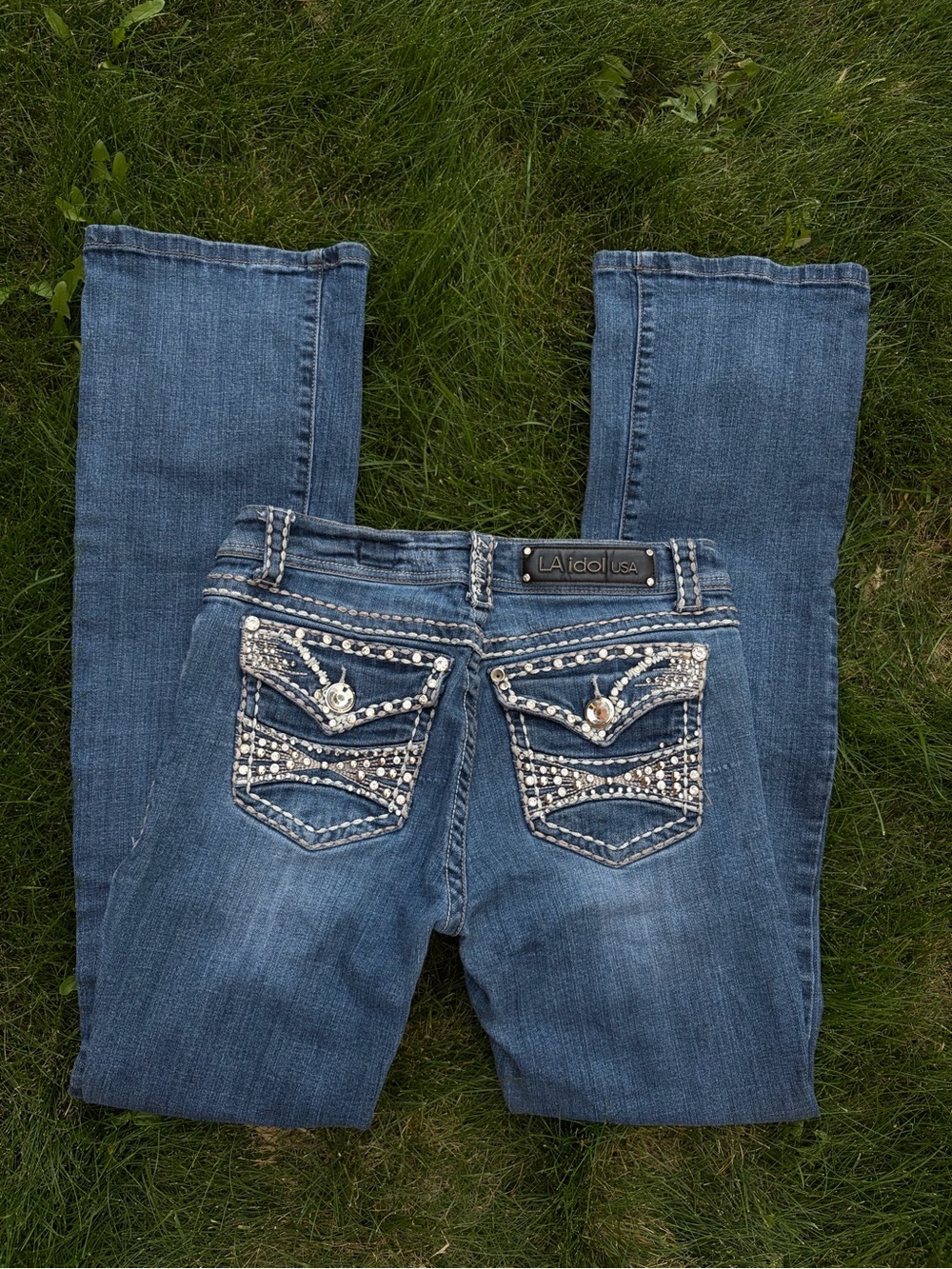 L.A. idol Women's Dark Blue Embellished Bootcut Jeans - Picture 2 of 11